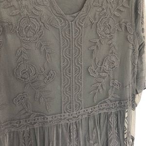 Gray Embroidered Lace Maxi Dress